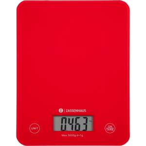 Zassenhaus 657260 digitális konyhai mérleg, piros, elülső nézet - Zassenhaus