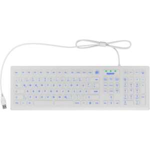 KeySonic KSK-8031 INEL USB keyboard, white, waterproof, spill-proof, backlit - Keyboard