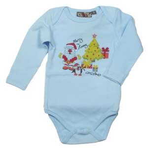 Body pentru bebeluși băieți Knot So Bad cu mâneci lungi cu imprimeu de Crăciun, albastru - Knot So Bad