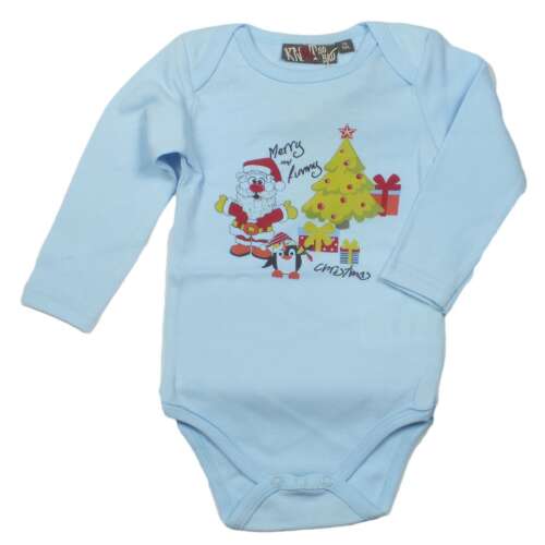 Knot So Bad fiú baba hosszú ujjú body karácsonyi mintával, kék