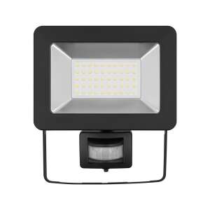 Proiector cu senzor de mișcare Goobay 53883, negru, vedere din față - Reflectoare și lămpi de lucru