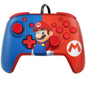 PDP Faceoff Deluxe+ Mario Rematch Kabelloser Controller für Nintendo Switch, blau und rot mit Mario-Design - Controller