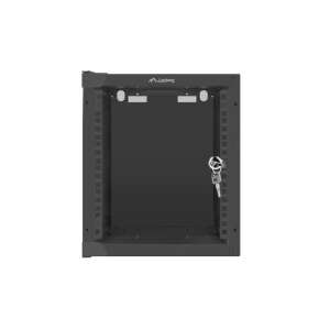 Lanberg 10" Wall Mount Server Cabinet, 6U, Black, Glass Door - Rack Cabinet
