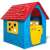 Dohány Toys Első házam kerti játszóház, kék és piros műanyag játszóház gyerekeknek, sárga ajtóval és szív alakú ablakokkal