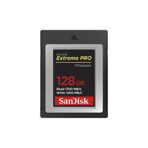 Karta pamięci SanDisk Extreme PRO CFexpress o pojemności 128 GB, prędkość odczytu do 1700 MB/s, prędkość zapisu do 1200 MB/s - SanDisk Karta pamięci