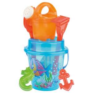 Sandkastenset mit transparentem Eimer, Gießkanne und Sandförmchen - Strandspielzeug