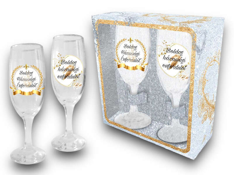 Pezsgőspohár szett "Boldog házas"190ml