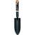 Fiskars Ergo Transplanter, black gardening tool with orange handle, for planting and transplanting small plants and flowers