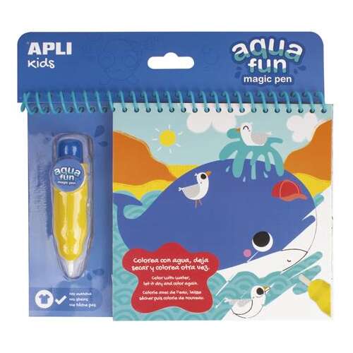 APLI Kids Aqua Fun varázspenzil vízzel színezhető füzet tengeri állatokkal - Kifestő foglalkoztató füzet