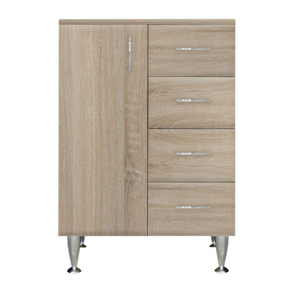 Bianca Plus 60 low wardrobe with 1 door, 4 drawers, sonoma oak, left