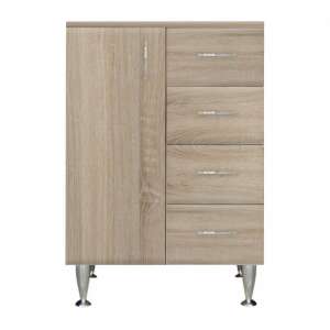 Bianca Plus 60 Badezimmer-Schrank mit einer Tür und vier Schubladen, Sonoma-Eiche-Farbe, links - Badezimmerschrank