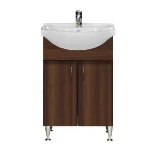 Bianca Plus 55 bathroom cabinet with sink in Aida walnut color - Leziter