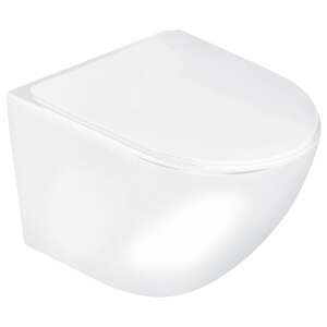 Delos WH Wand-WC rimless mit Soft-Close-Sitz, weißes wandmontiertes WC mit Soft-Close-Sitz - Toiletten
