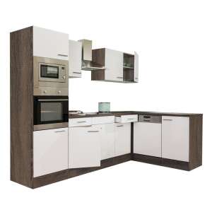 Set mobilier de bucătărie Yorki 280 cm cu corp din stejar și fronturi albe - Seturi de mobilier de bucătărie