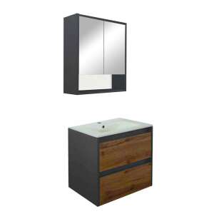 Porto 60 komplett fürdőszoba bútor antracit-country tölgy színben 71500451 - Fürdőszoba bútor