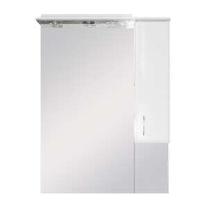 Bianca Plus 75 Badezimmer Schrank mit Spiegel und LED-Beleuchtung, weiß Hochglanz, rechts öffnend - Leziter Badezimmerschrank