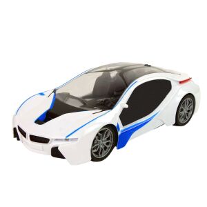 Samochód wyścigowy RC, 24 cm, biało-niebieski, widok pod kątem - Pojazd zdalnie sterowany
