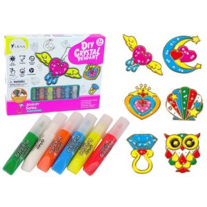 Üvegfesték toll készlet 6 db színnel és 6 db medállal – 13219