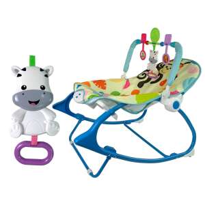 Ljuljačka stolica 2u1 Plava zebra zvukovi vibracije