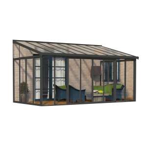 Palram Torino 3 x 5,46 télikert, antracit színben, tolóajtókkal és bútorokkal - Palram