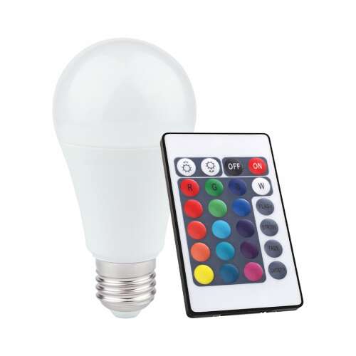 Becul LED RGB Eko-Light E27 A60 cu telecomandă, 10W, 935lm