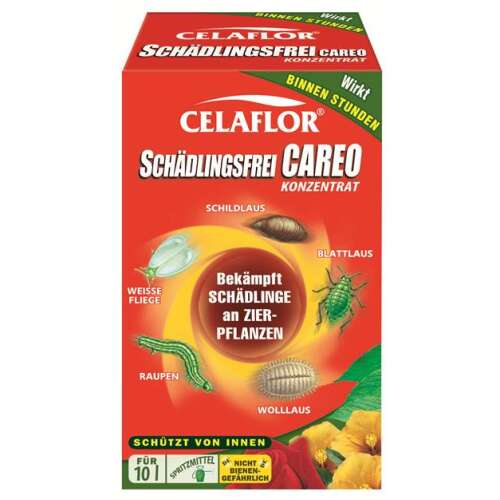 Koncentrát Celaflor Schädlingsfrei Careo pre okrasné rastliny, chráni pred škodcami, ako sú vošky, vlnaté vošky, štítniky, molice, húsenice a mnoho ďalších