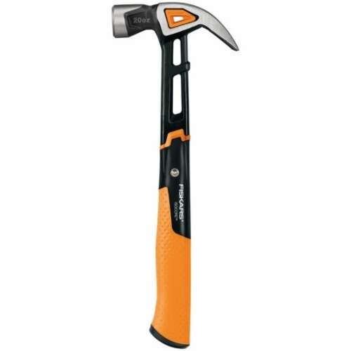 Ciocănel curbat Fiskars IsoCore, 20 oz, cu mâner negru și portocaliu