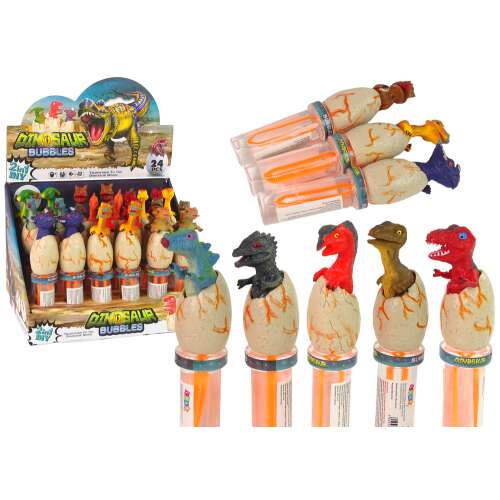 Szappanbuborékok dinoszauruszok 18 cm, többféle színben, dinoszauruszos buborékfújó pálca display