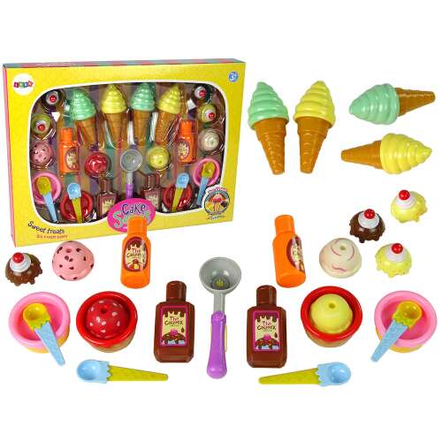 Sweet Treats Eisdiele Spielset,  Spielzeugessen, Eiswaffeln, Schaufeln, Schüsseln, Saucen, Cupcakes, Spielküche, Kinderspielzeug