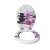 Pepita MDF toilet seat with slow-closing lid in Orchid #purple-white design, open view