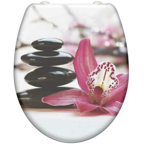 Pepita MDF WC ülőke lassan záródó fedéllel - Orchidea #lila-fehér