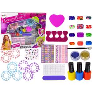 Beauty Bomb Nail Polish Set for Kids, includes nail polish, stickers, glitter, and nail tips - Vanity Table, Makeup Set, Fragrance