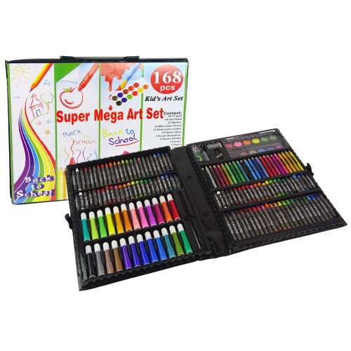 168-teiliges Kunstset in einer Tragetasche, Super Mega Art Set, Kreide, Marker, Farben, Bleistifte, Bastelbedarf für Kinder