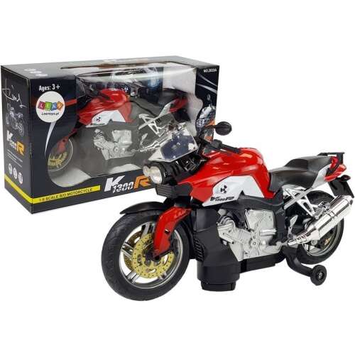 Piros K1300R játék motorkerékpár hanggal és fényekkel, 1:8 méretarányú, 3 éves kortól 
