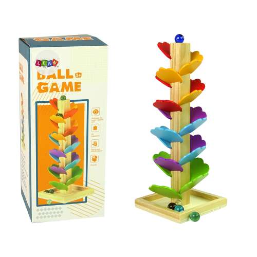 Fa golyó játék, golyó pálya, golyó futtató, gyerek játék, oktató játék, fa játék, golyó dobó, golyó gurító, kisgyermek játék, tanulj és játssz, színes játék, fejlesztő játék, érzékszervi játék, finommotoros készségek, kéz-szem koordináció, 3 éves kortól