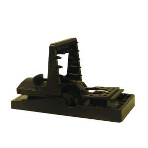 Bros plastic mouse trap, black, angled view - Live Animal Trap