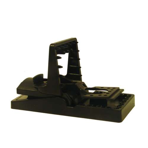 Bros plastic mouse trap, black, angled view