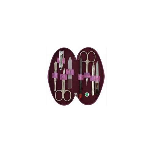 DUP GITA 8 piece manicure set with Solingen scissors in a pink leather case