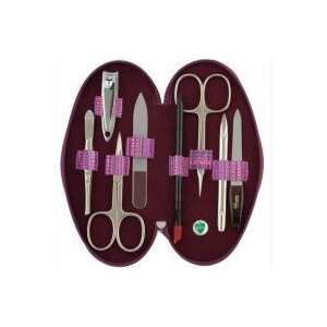 DUP GITA 8-teiliges Maniküre-Set mit Solingen-Schere in einer rosa Ledertasche - Maniküre-Set