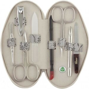 DUP HANY 8-piece manicure set with Solingen scissors in floral beige case - Manicure set