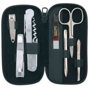 DUP HYNEK men's manicure set with Solingen scissors, 8 piece set in black leather case - Manicure set