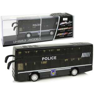 Fekete emeletes rendőrségi busz hanggal 10030 70994488 Játék autók