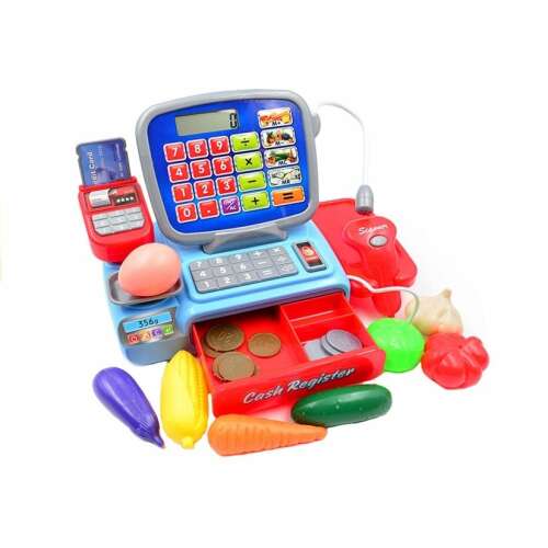 Játék pénztárgép vonalkód-leolvasóval 21 darabos kék 2205 76352726