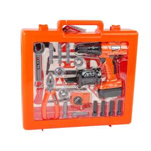 Set de scule pentru copii, include bormașină, ferăstrău, ciocan, cheie, șurubelniță, clește și multe altele, vine într-o valiză - Nonbrand Bricolaj