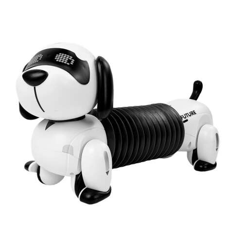 Caine robot Lean Toys, Dachshund, Telecomanda, Alb/Negru