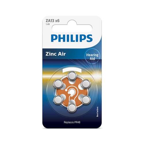 Baterie pentru aparate auditive Philips zinc-air 1.4v 6-blaster ZA13B6A/00