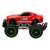 Czerwony Monster Mustang 1:24 skala samochód zdalnie sterowany z zielonymi kołami, 4WD, 2.4GHz, dla dzieci od 6 lat, widok z boku