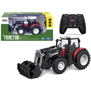 Czerwony zdalnie sterowany traktor 2.4G Ruchoma łyżka 1:24