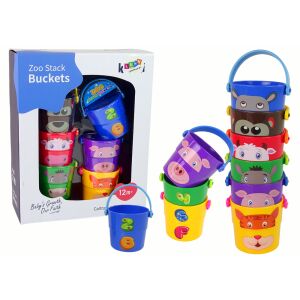 Színes piramis vödörkészlet állatokkal 5599 146088381 - Fejlesztő játék babáknak