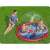 Zwei Kinder spielen in Bestway 165 cm Spider-Man aufblasbares Planschbecken mit Sprinkler